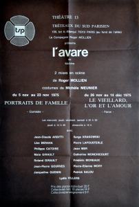 1975 L'avare de Molière -Mise en scène Roger Mollien Affiche